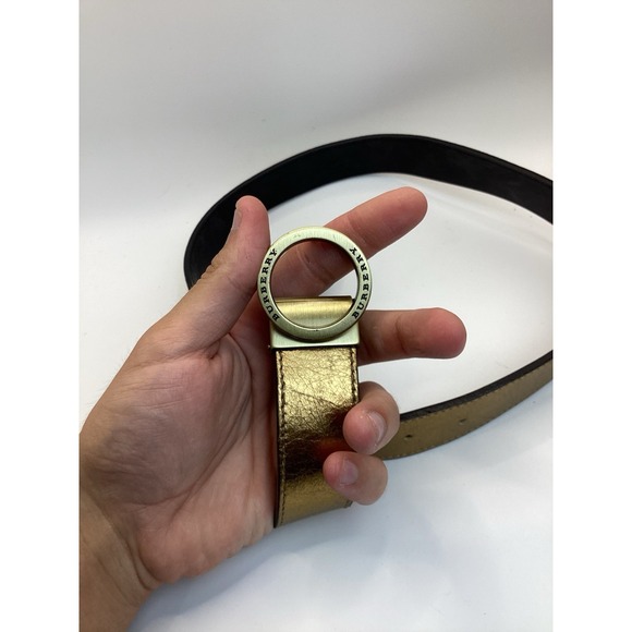 Burberry London italy leather belt gold metallic reversible size 40/100 main image 4